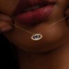 Dainty Women's Evil Eye Necklace Blue Zircon for Everyday Wear