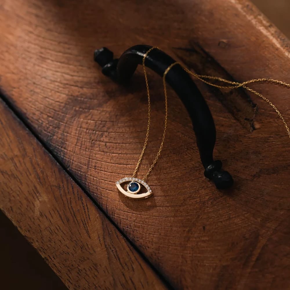 Dainty Women's Evil Eye Necklace Blue Zircon for Everyday Wear
