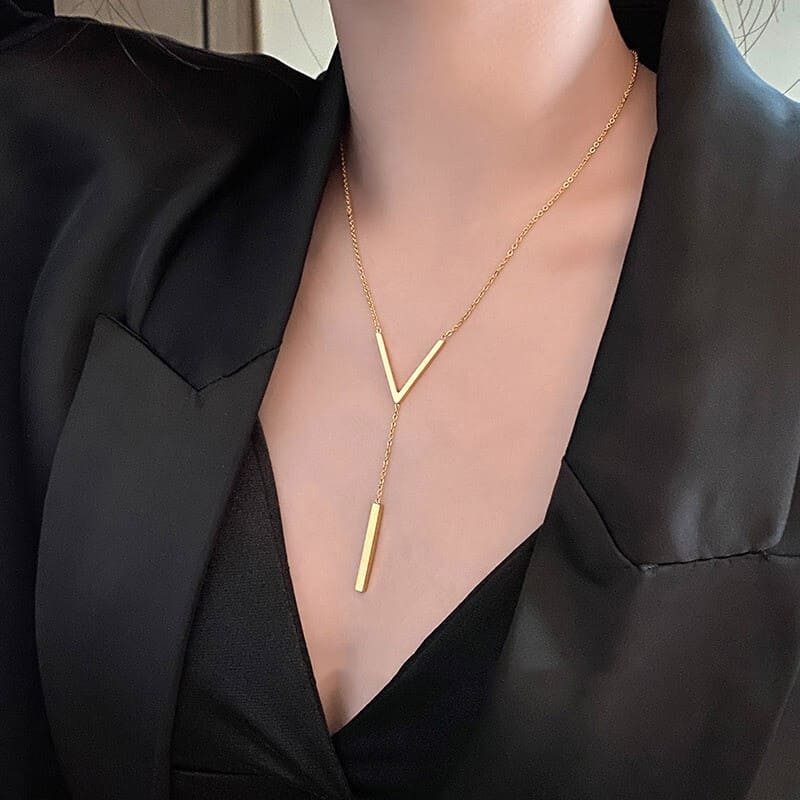 Dainty Y-Shape Gold Long Lariat Necklace for Women