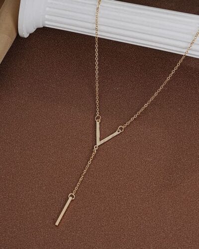 Dainty Y-Shape Gold Long Lariat Necklace for Women