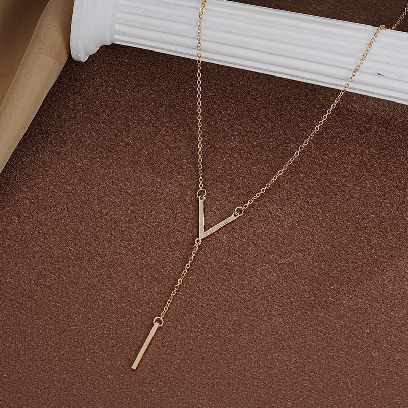 Dainty Y-Shape Gold Long Lariat Necklace for Women