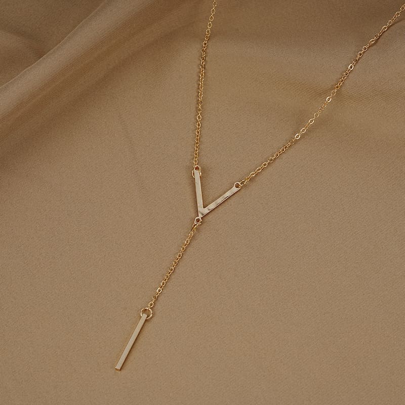 Dainty Y-Shape Gold Long Lariat Necklace for Women