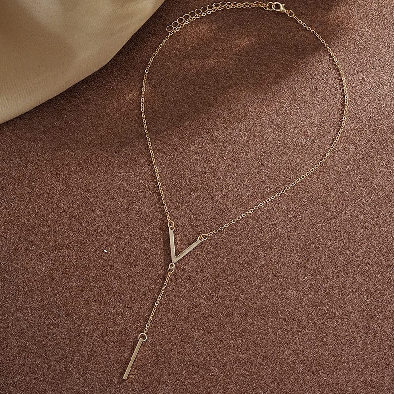 Dainty Y-Shape Gold Long Lariat Necklace for Women - obrazek 5