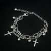 Dark Gothic Double Layer Metal Cross Bracelet