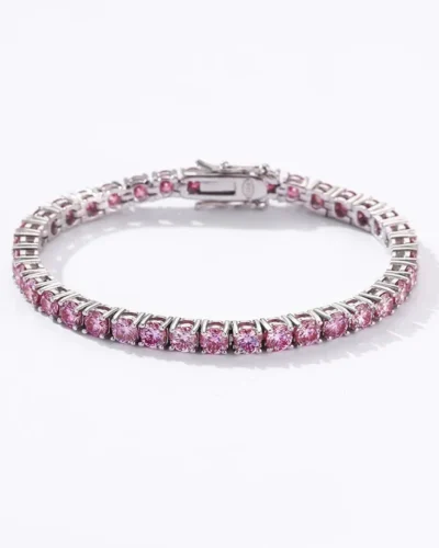 Dazzling 3mm Pink Moissanite Tennis Bracelet Valentine's Day Gift
