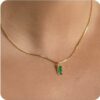 Delicate 18K Gold Plated Emerald May Birthstone Necklace