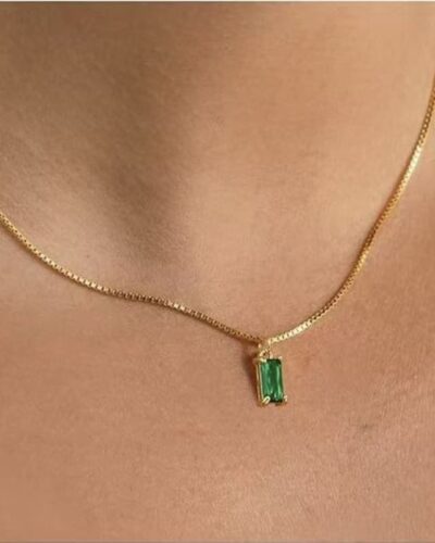 Delicate 18K Gold Plated Emerald May Birthstone Necklace