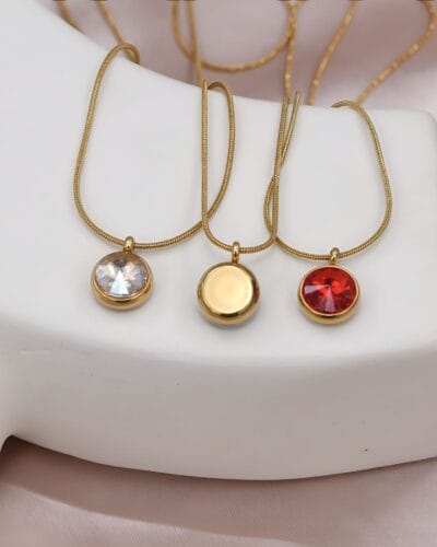 Delicate 18K Gold Plated Family Birthstone Necklace Pendant