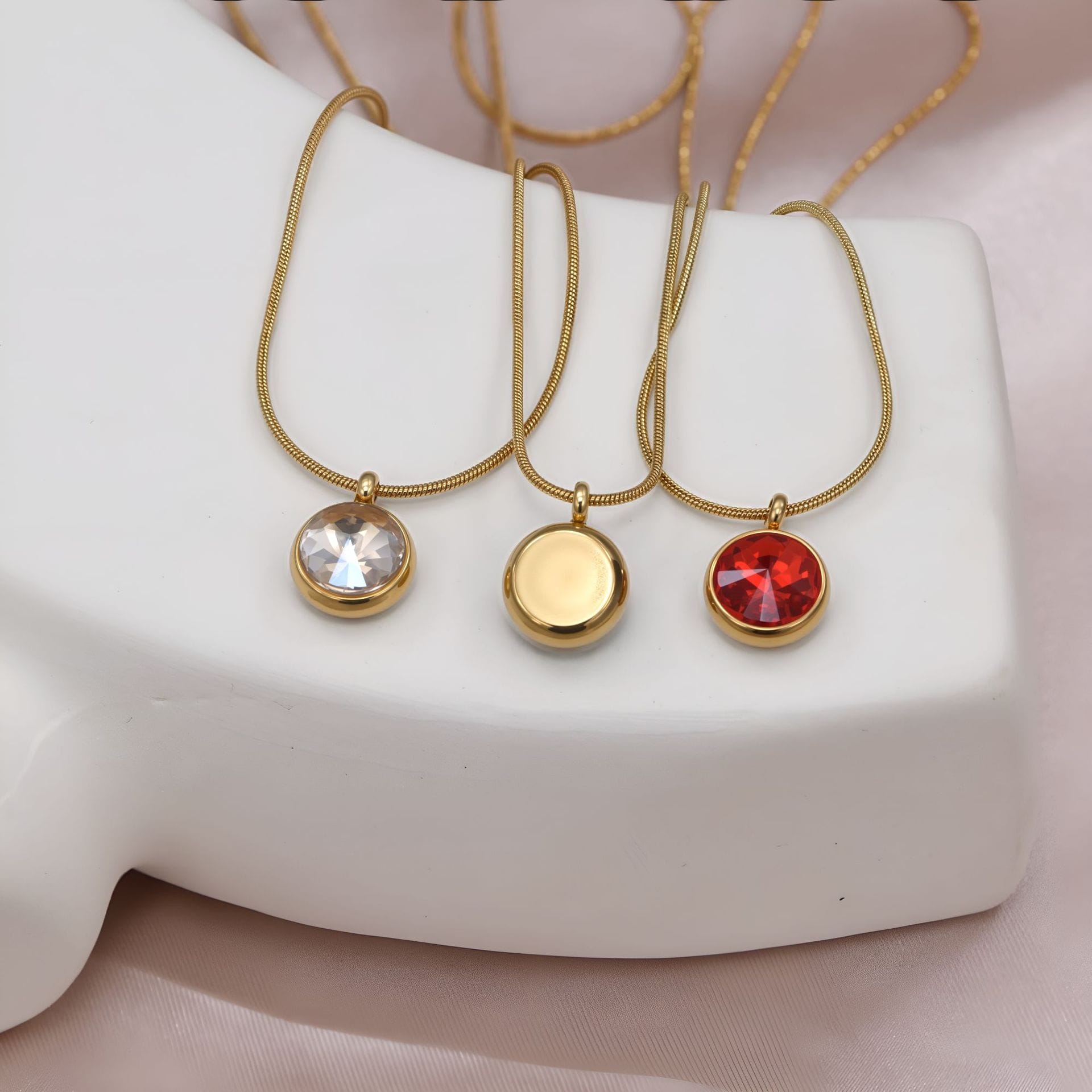 Delicate 18K Gold Plated Family Birthstone Necklace Pendant
