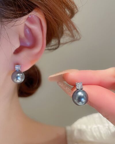 Delicate Big Pearl Earrings Stud Wedding Engagement