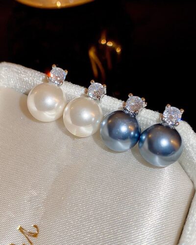 Delicate Big Pearl Earrings Stud Wedding Engagement