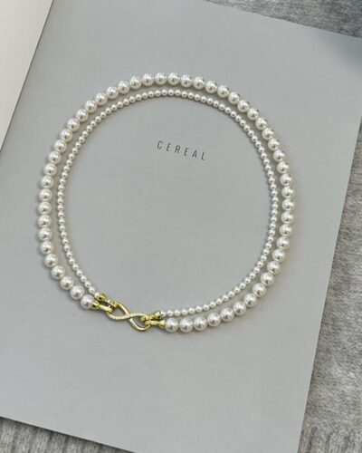 Detachable Double Strand Pearl Necklace with Infinity Buckle