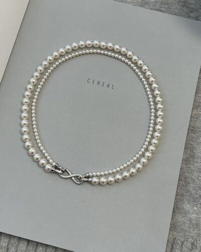 Detachable Double Strand Pearl Necklace with Infinity Buckle
