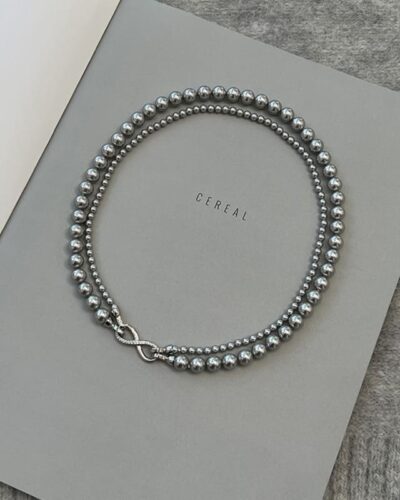 Detachable Double Strand Pearl Necklace with Infinity Buckle