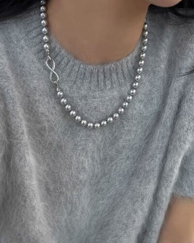 Detachable Double Strand Pearl Necklace with Infinity Buckle