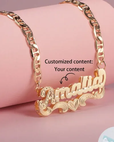 Double-Layer Figaro Chain Custom Bling Name Necklace
