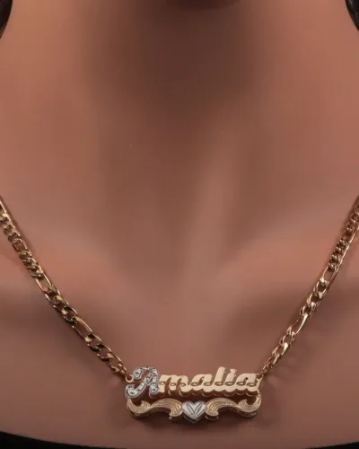 Alternativní pohled na Double-Layer Figaro Chain Custom Bling Name Necklace