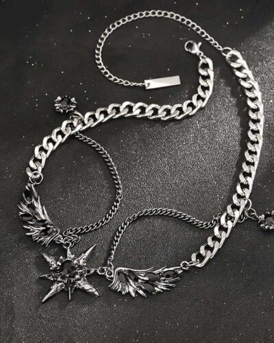 Double-layer Stainless Steel Black Star Pendant Necklace