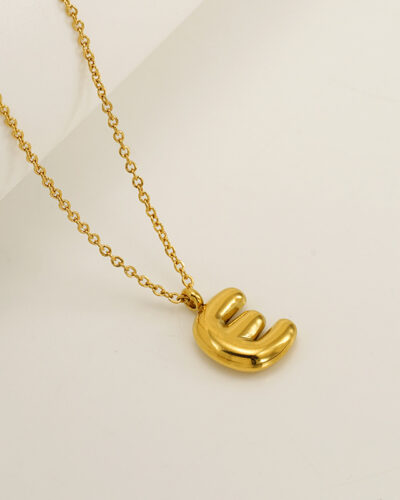 Minimalist 3D Solid A-Z Letter Gold Plated Necklace