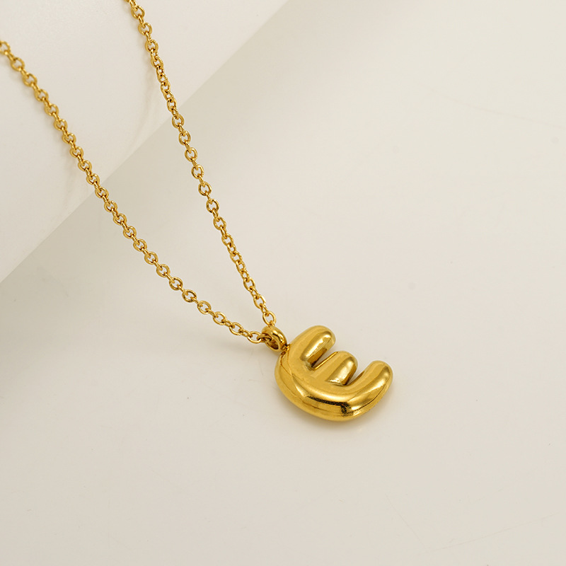 Minimalist 3D Solid A-Z Letter Gold Plated Necklace