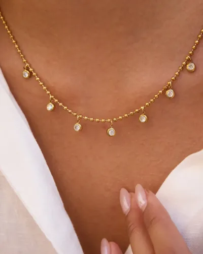 Elegant 18K Gold Plated CZ Circle Pendant Necklace 3