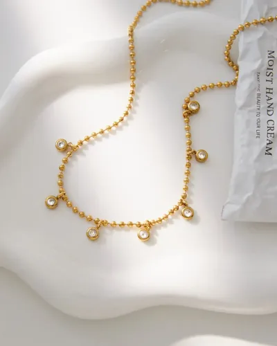 Elegant 18K Gold Plated CZ Circle Pendant Necklace 4