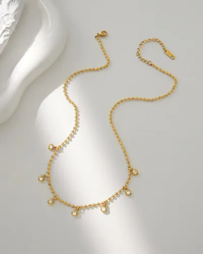 Elegant 18K Gold Plated CZ Circle Pendant Necklace 9