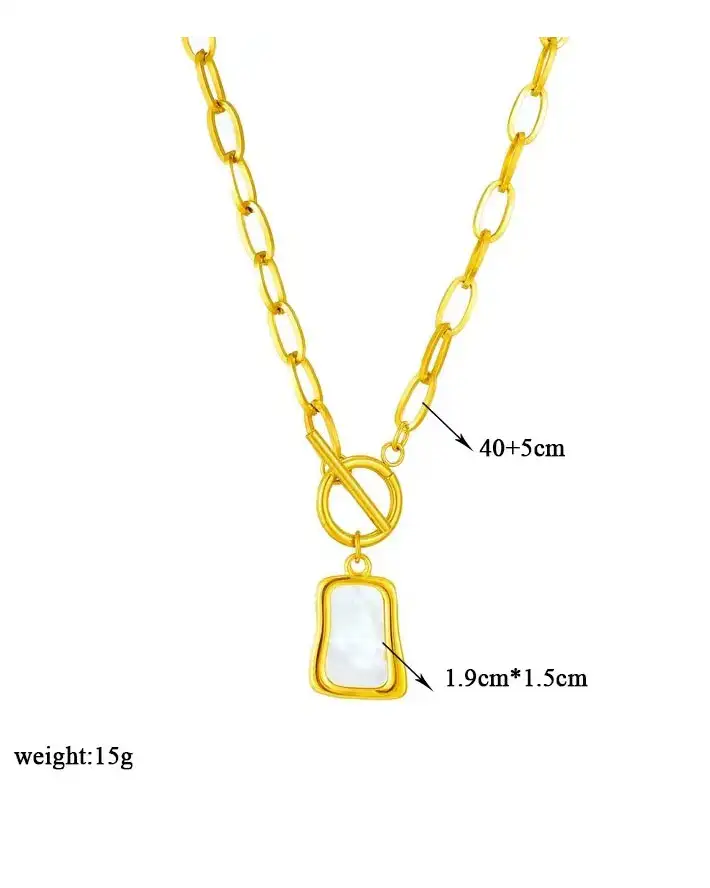 Elegant 18K Gold Plated Stainless Steel White Shell Necklace 5