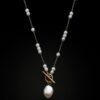 Elegant Baroque Pearl Pendant Necklace Long Rice Pearl Chain