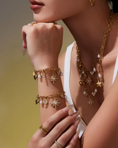 Elegant Moon and Star Ladies Stainless Steel Necklace 3