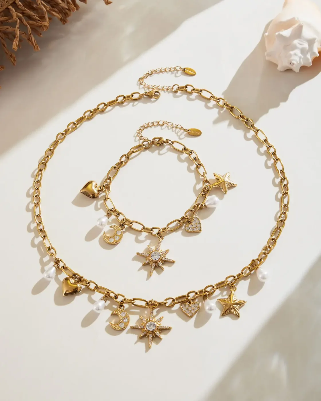 Elegant Moon and Star Ladies Stainless Steel Necklace 6