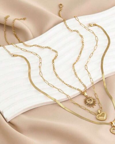 Alternative Ansicht von Elegant Openwork Stainless Steel Heart Chain Set for Women