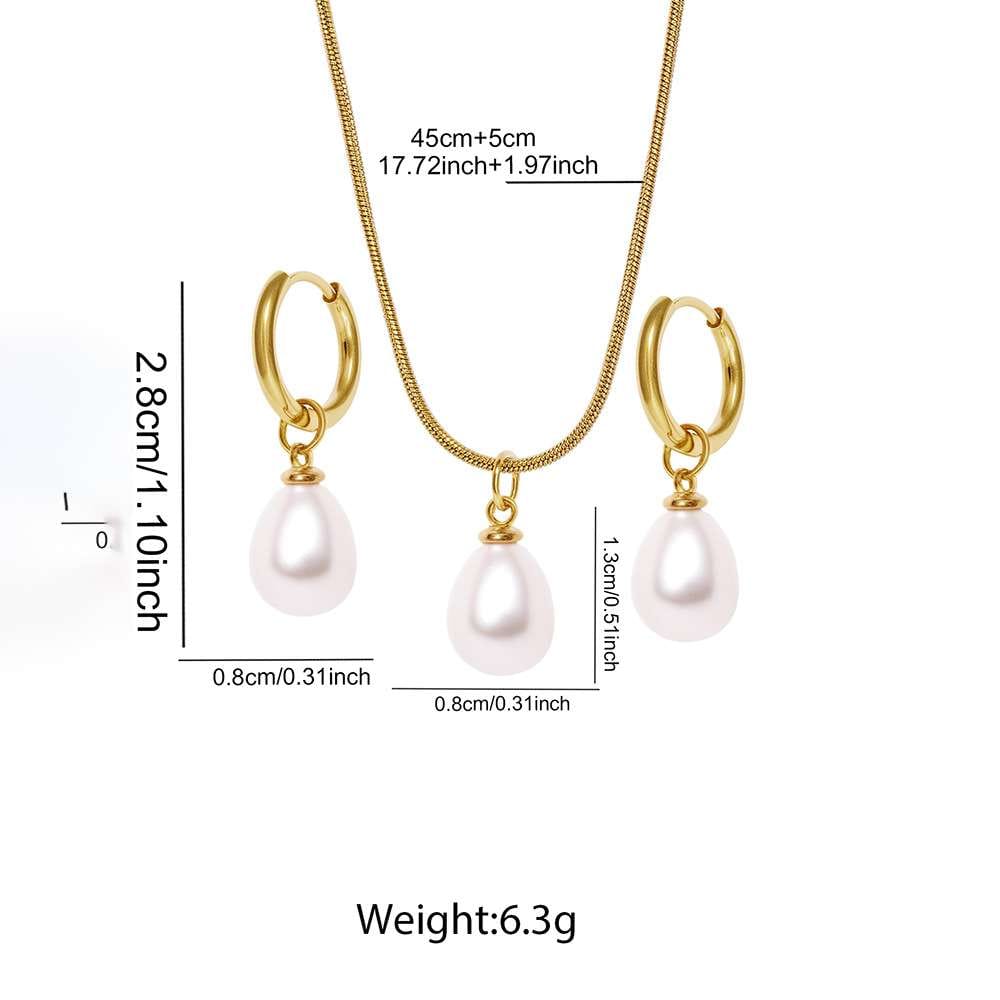 Elegant Pearl Stainless Steel Earrings and Necklace Set 9