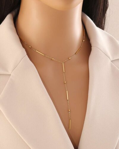 Elegant Stainless Steel Heart Long Y-shaped Necklace