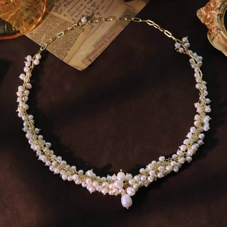 Elegant Vintage Layered Pearl Choker Necklace for Wedding Bridal 6