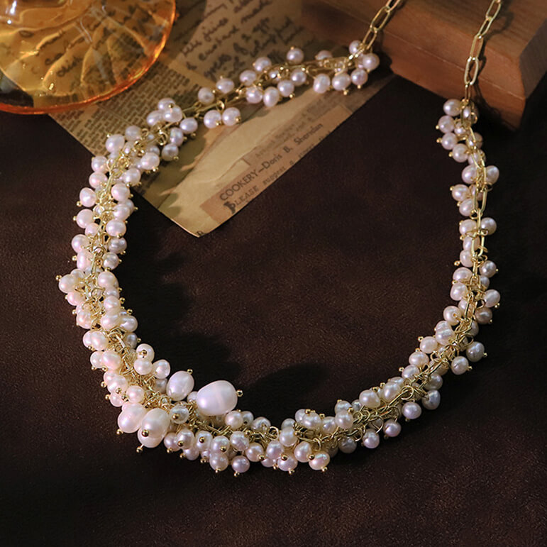 Elegant Vintage Layered Pearl Choker Necklace for Wedding Bridal 7