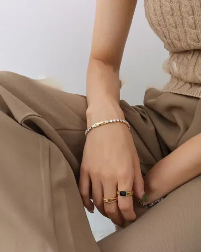 Alternativ vy av Elegant Zircon Stainless Steel Tennis Bracelet for Women