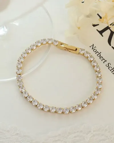 Elegant Zircon Stainless Steel Tennis Bracelet for Women 3