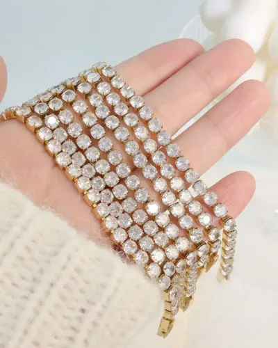 Elegant Zircon Stainless Steel Tennis Bracelet for Women 8