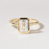 Emerald Cut Lab Grown Engagement Ring with 18K Gold