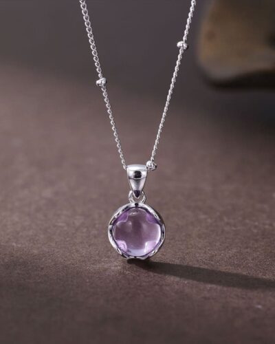 Exquisite 925 Sterling Silver Amethyst Necklace for Women