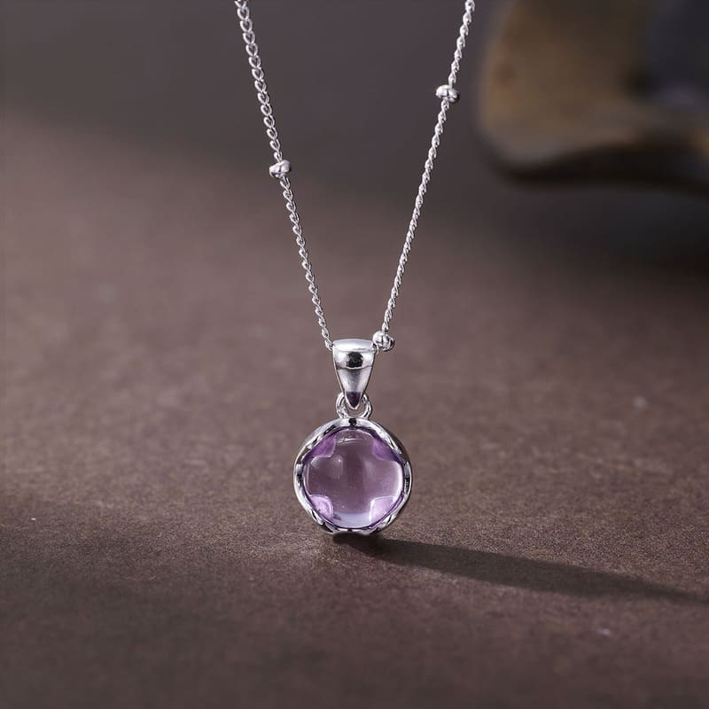Exquisite 925 Sterling Silver Amethyst Necklace for Women