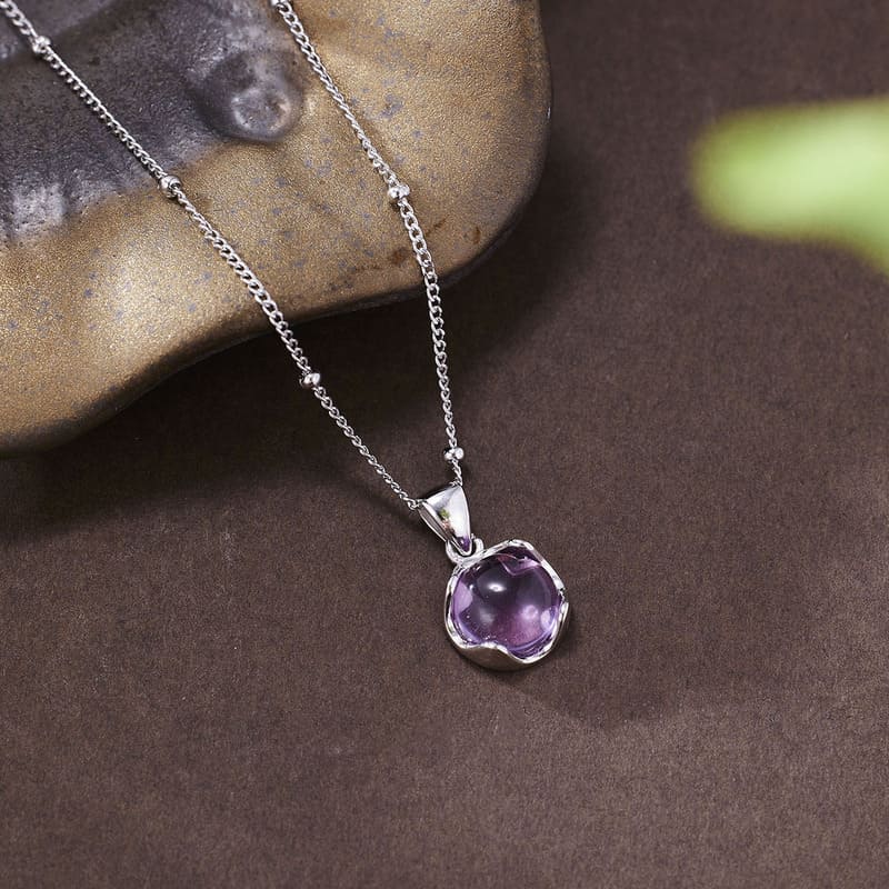 Exquisite 925 Sterling Silver Amethyst Necklace for Women