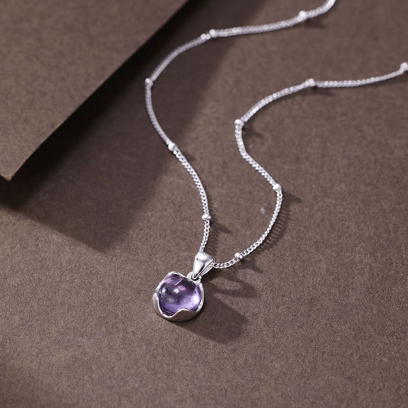 Exquisite 925 Sterling Silver Amethyst Necklace for Women