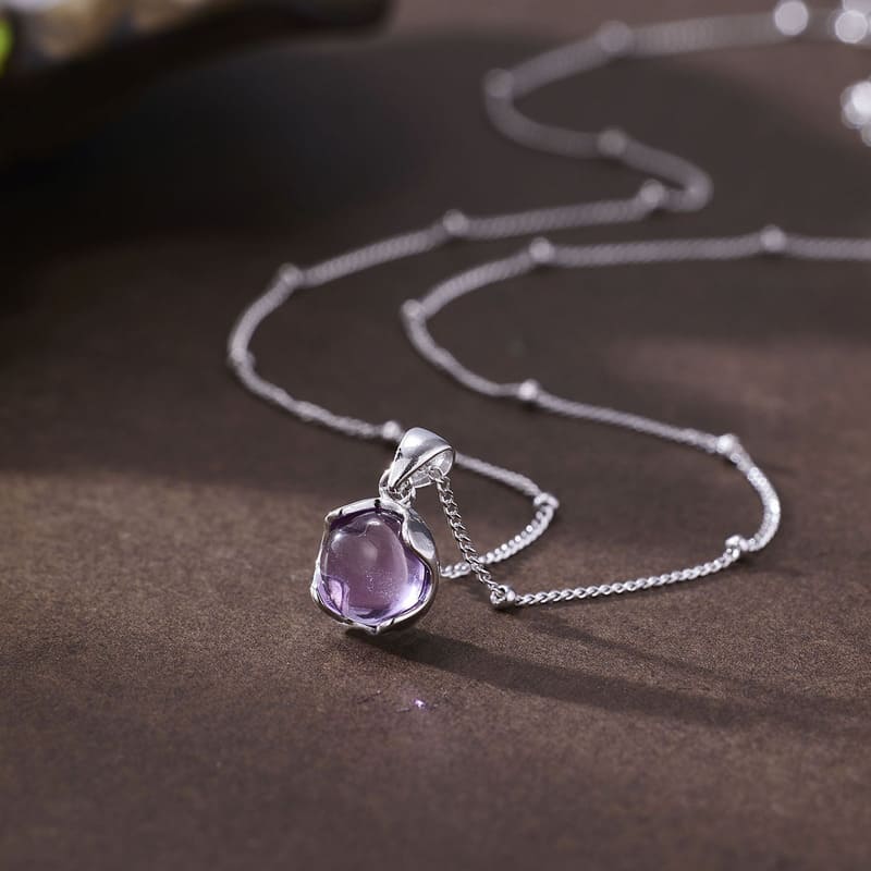 Exquisite 925 Sterling Silver Amethyst Necklace for Women
