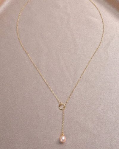 Exquisite Gold Plated Y-Shaped Pearl Drop Necklace