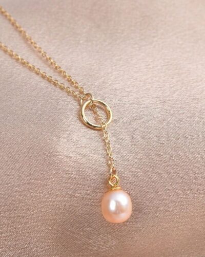 Exquisite Gold Plated Y-Shaped Pearl Drop Necklace