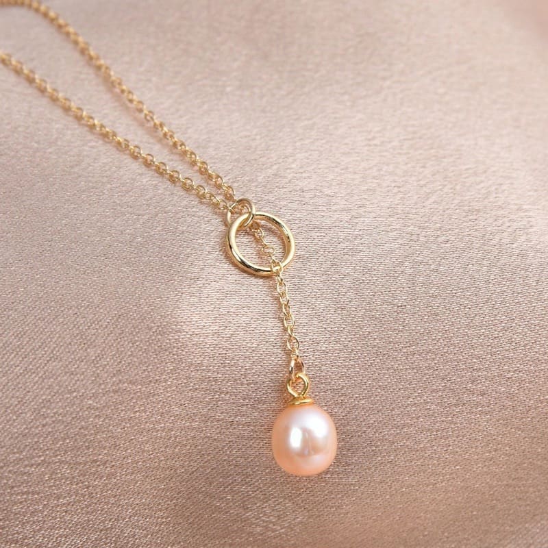 Exquisite Gold Plated Y-Shaped Pearl Drop Necklace