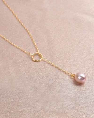 Exquisite Gold Plated Y-Shaped Pearl Drop Necklace