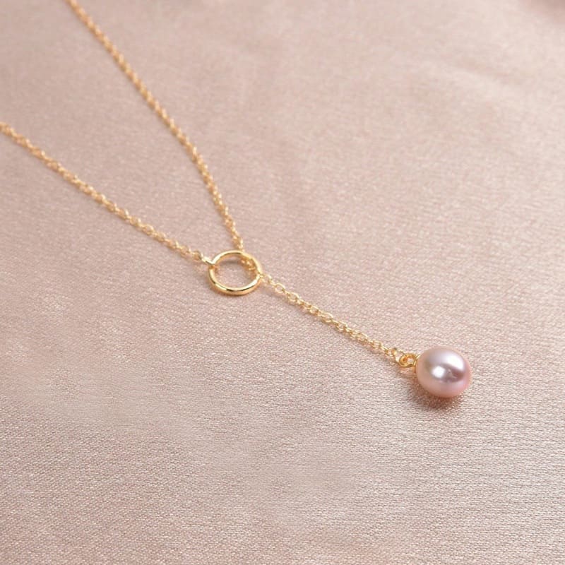 Exquisite Gold Plated Y-Shaped Pearl Drop Necklace